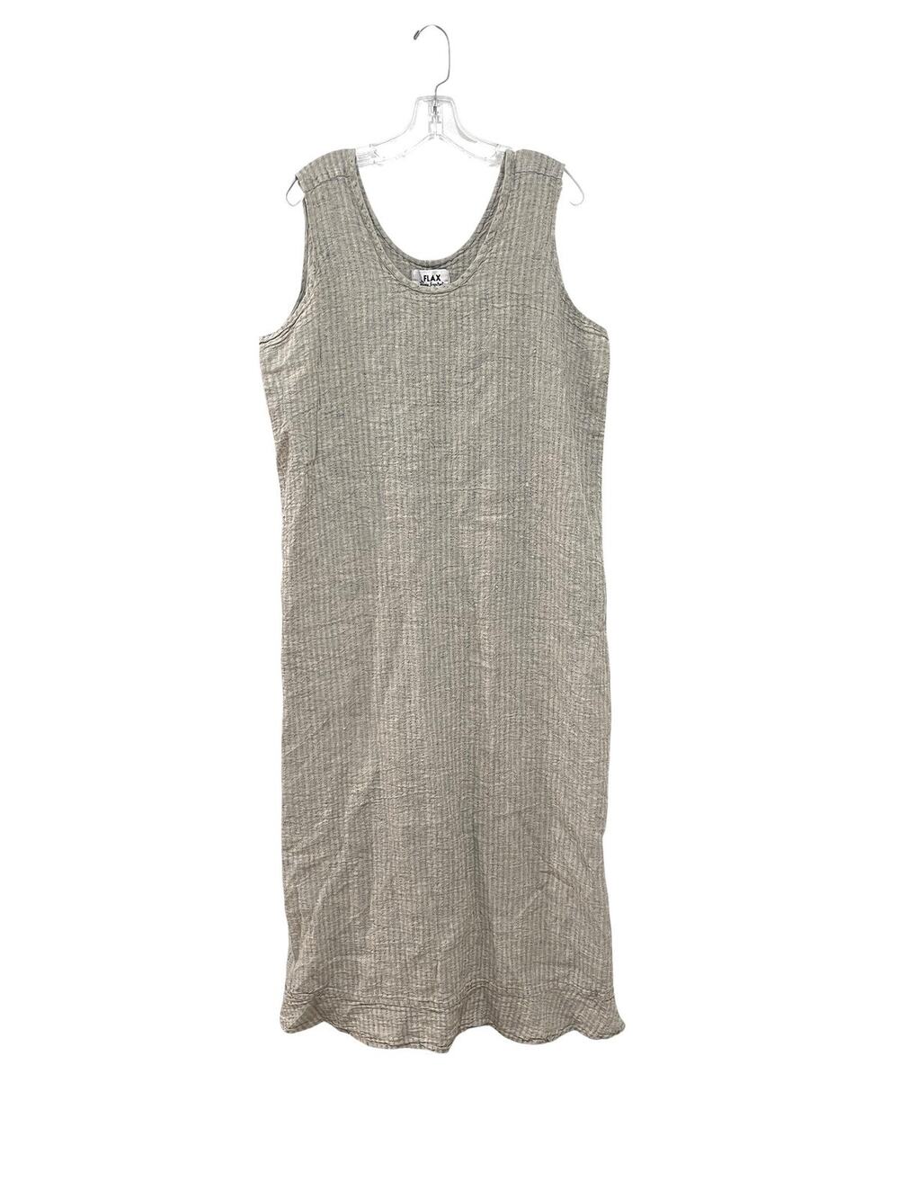 Flax Natural Beige Textured Linen Tank Jumpsuit